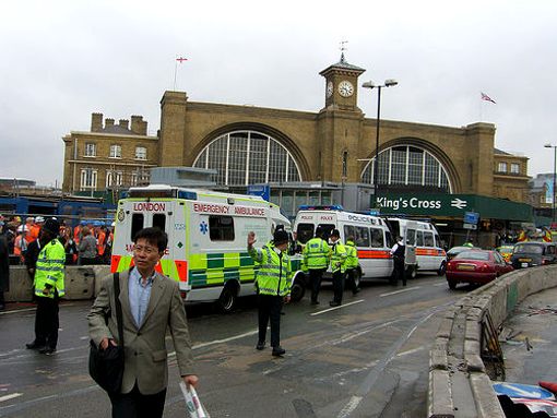 ambulances lined up outside king's cross